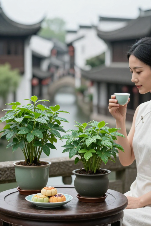 江南茶韵：绿意与糕点的静谧时光