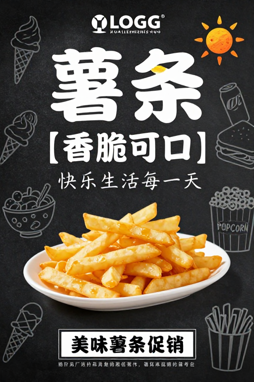 现代简约薯条促销海报设计