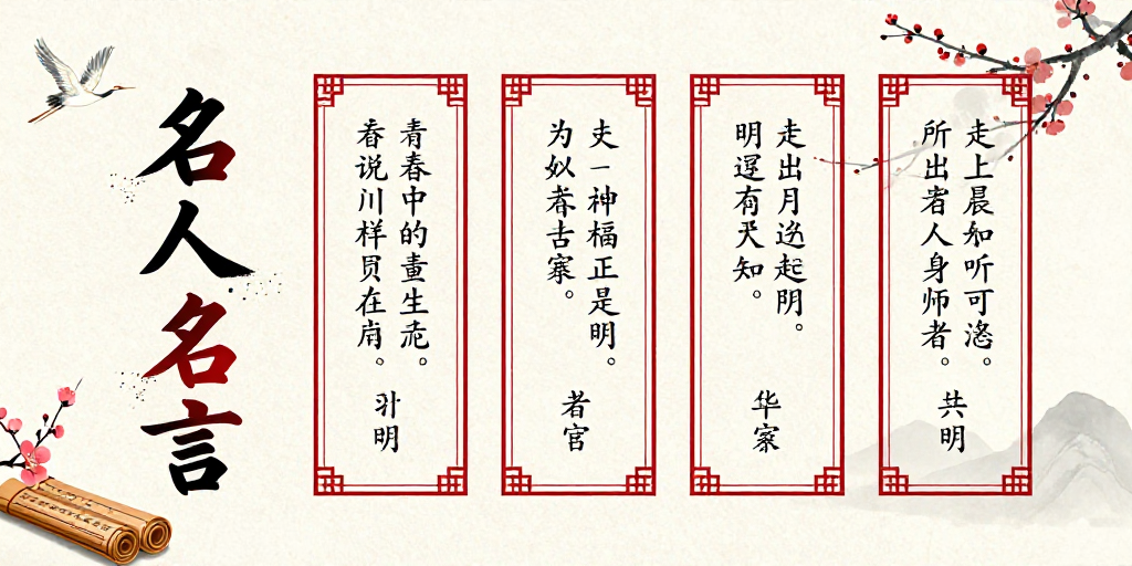 中国风名人名言海报：古典书法与雅致意境