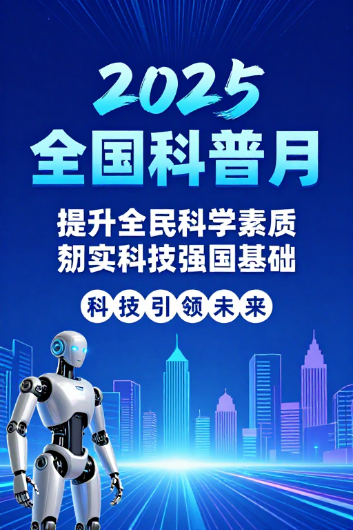 2025全国科普月:深蓝科技风未来海报设计