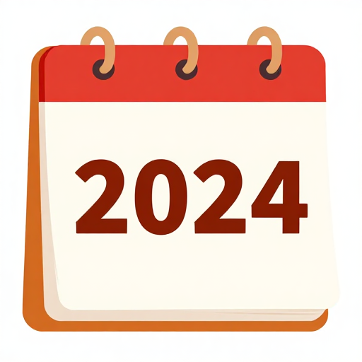 现代简约日历插画：2024年数字展示