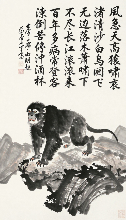 秋风孤客·齐白石风格《登高》水墨丹青