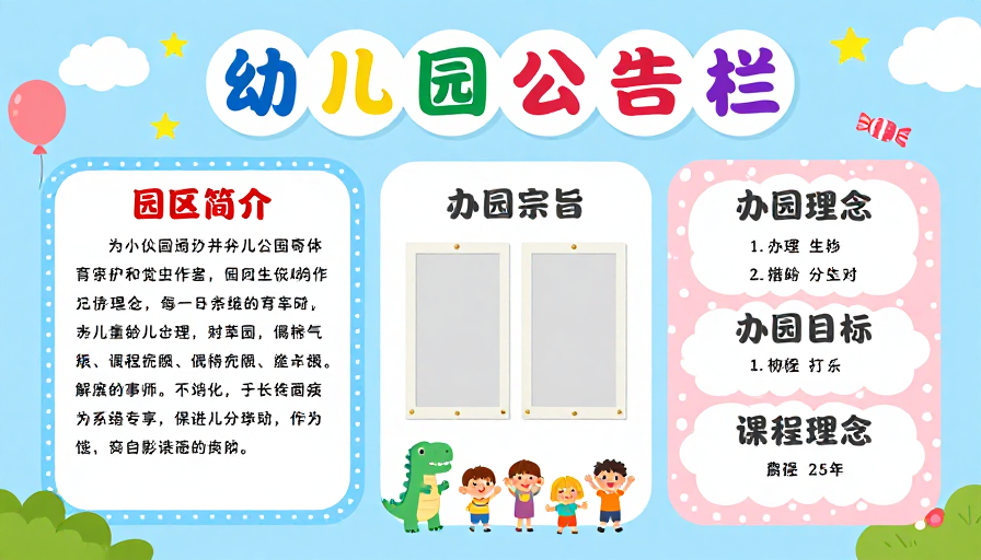 清新童趣的幼儿园公告栏设计