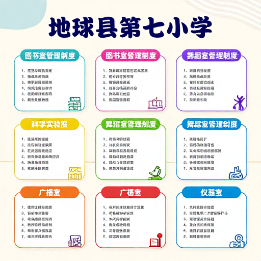 地球县七小六宫格制度海报:清新规范校园管理