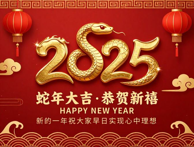 蛇年大吉 鎏金中国风新年海报设计