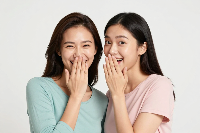 闺蜜柔光人像：纯白背景下青春笑容定格