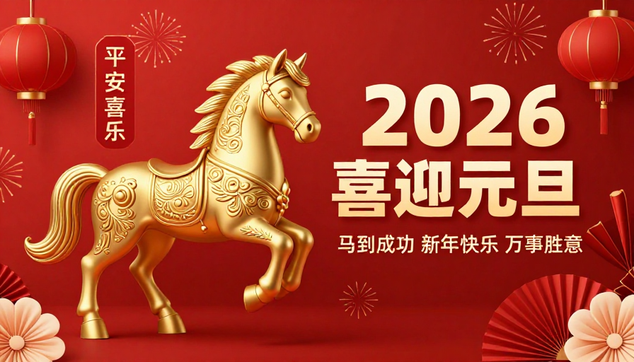 2026元旦迎祥：金马奔腾喜乐图