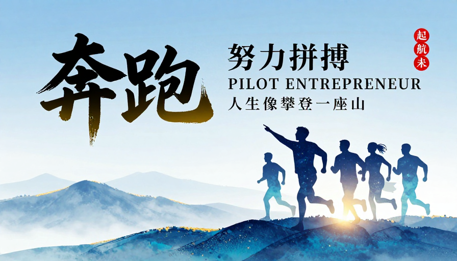 水墨星空下的奔跑：奋进与希望的视觉交响