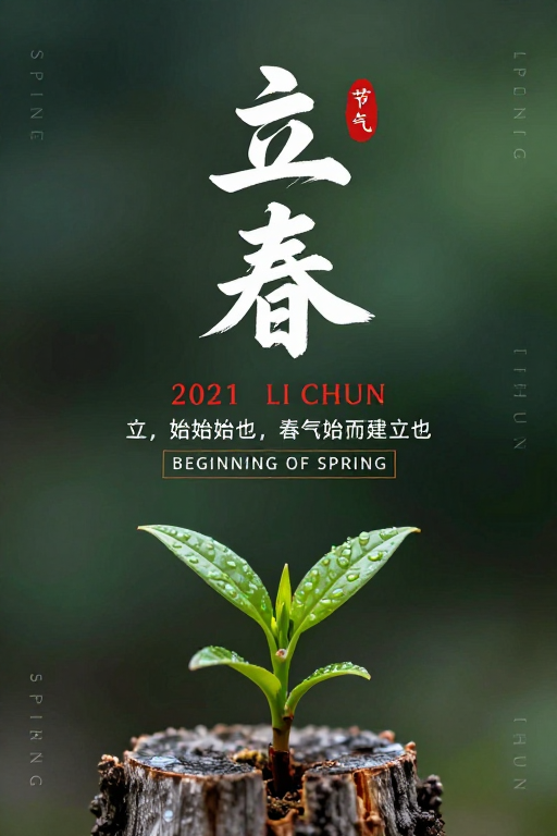 中国风立春海报：笔墨生机与季节诗意