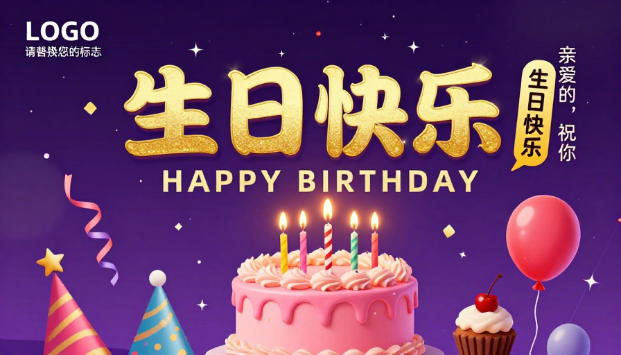 梦幻生日庆典：金色浮雕与粉色蛋糕的华丽祝寿