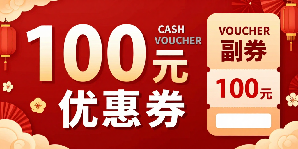 红金中国风促销优惠券海报