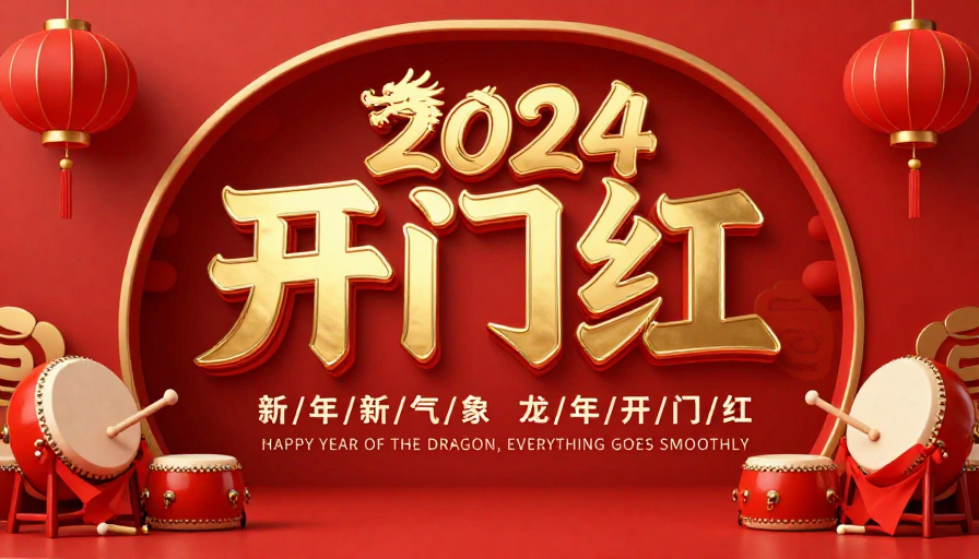 龙年开门红：金色浮雕新年海报设计
