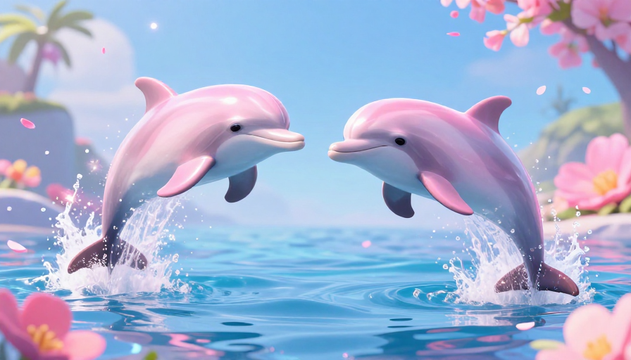 粉光海豚跃浪：皮克斯梦幻海洋瞬间