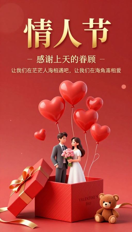 浪漫邂逅·情人节专属海报