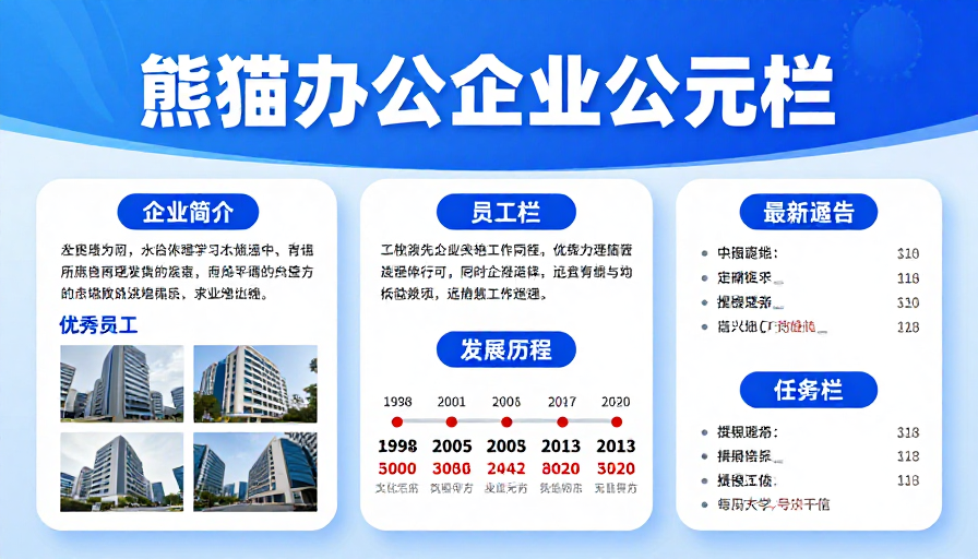 蓝调科技感企业宣传海报：熊猫办公公元栏
