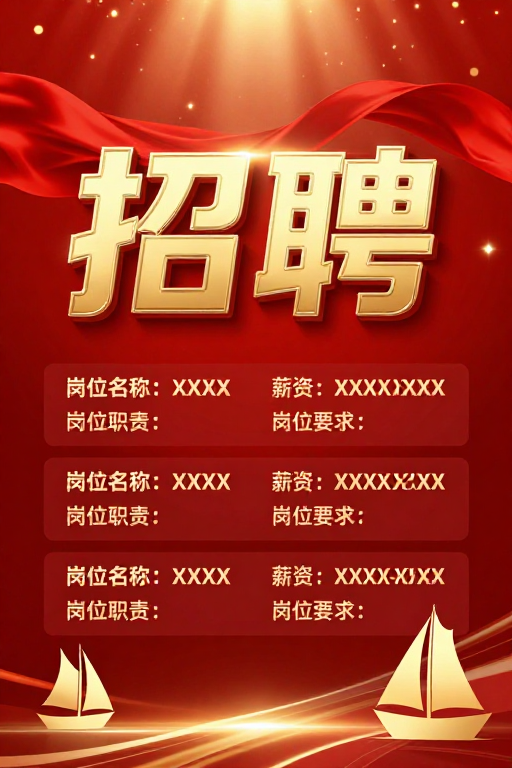 红金喜庆招聘海报:权威活力企业形象展示