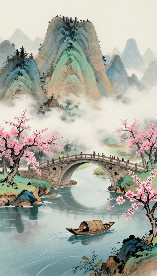 江南春色：超清山水画中的梦幻田园