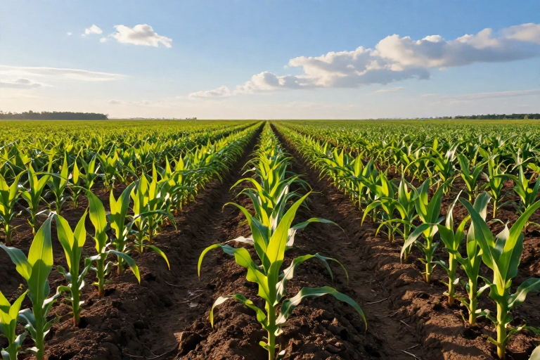 清晨翠绿玉米田摄影