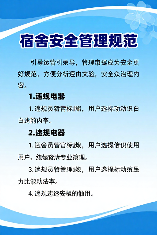 清新专业宿舍安全管理规范海报展示
