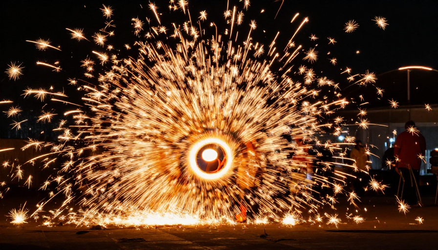 璀璨夜空：匠人打铁花绽放传统技艺火花