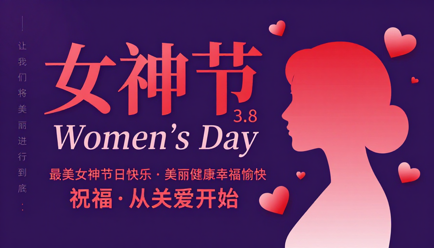 现代简约女神节海报：紫红系女性力量美学