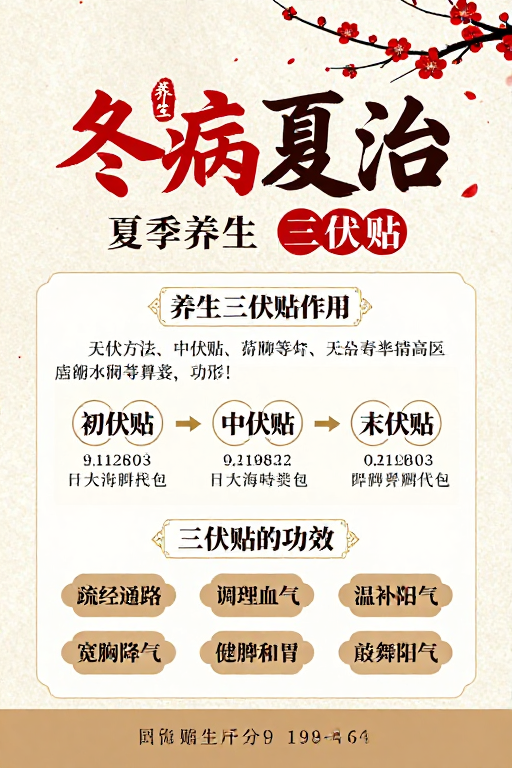 冬病夏治:典雅中医养生三伏贴文化海报