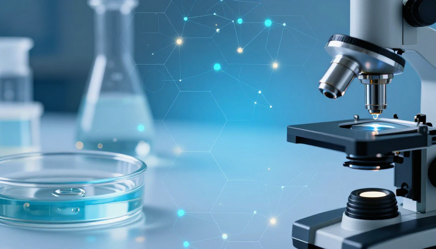 未来科技实验室：蓝色光点与精密仪器交融