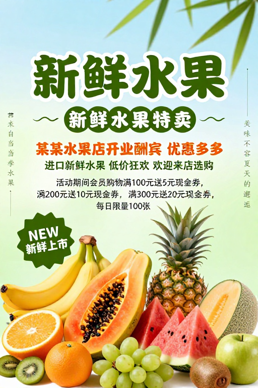 清新自然夏日水果促销海报设计