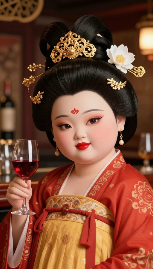 唐代美人邂逅现代酒吧的超现实3D艺术