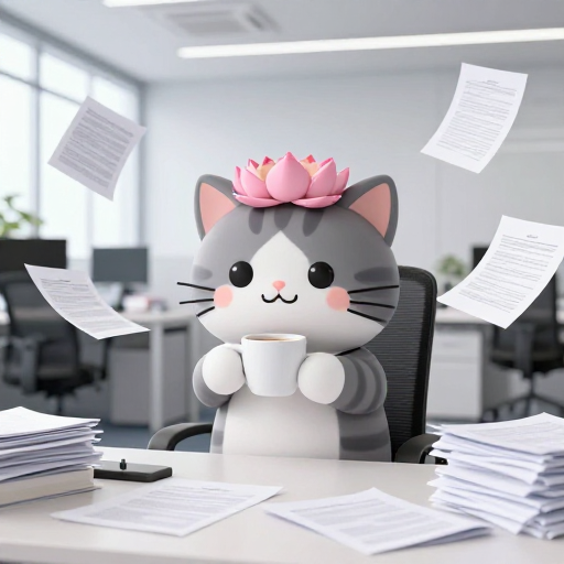 职场微笑猫：现代办公室广告插画