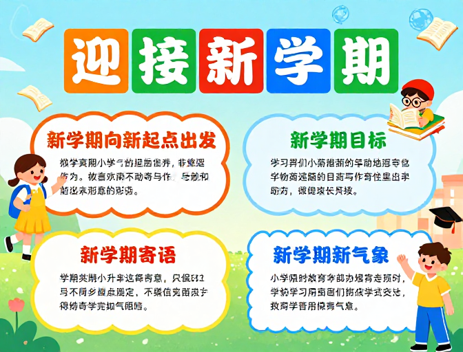 活力校园:色彩鲜明的扁平化迎新插画