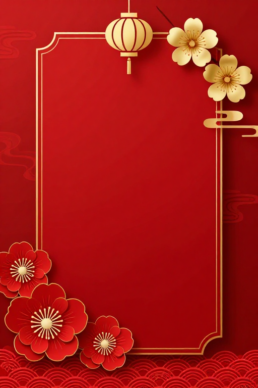 典雅红金中国风喜庆留白背景