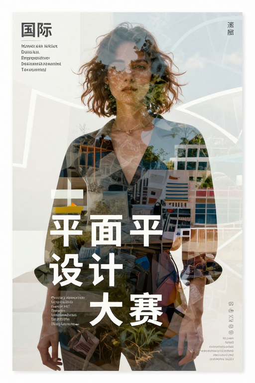 自然与设计的多重曝光艺术融合海报