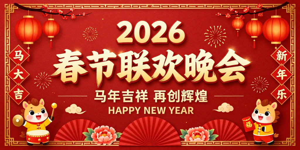 2026春节晚会主视觉海报：喜庆中国风设计
