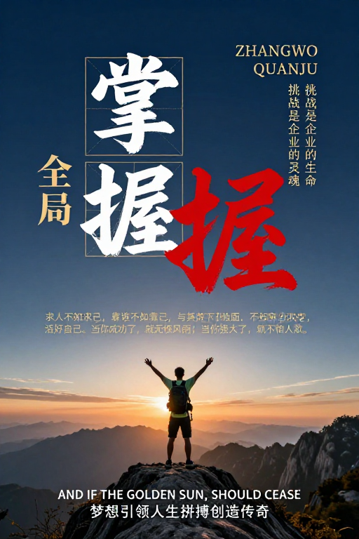 掌握全局：深蓝渐变励志海报设计