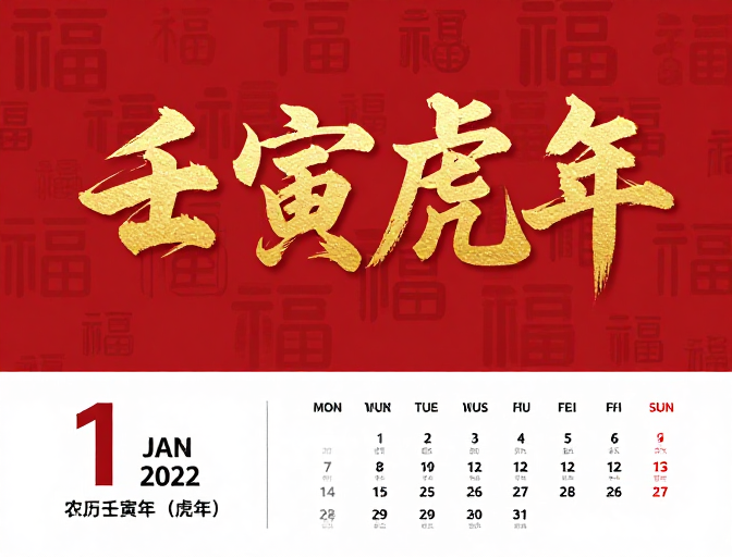 壬寅虎年金色书法贺岁,传统祥庆氛围营造