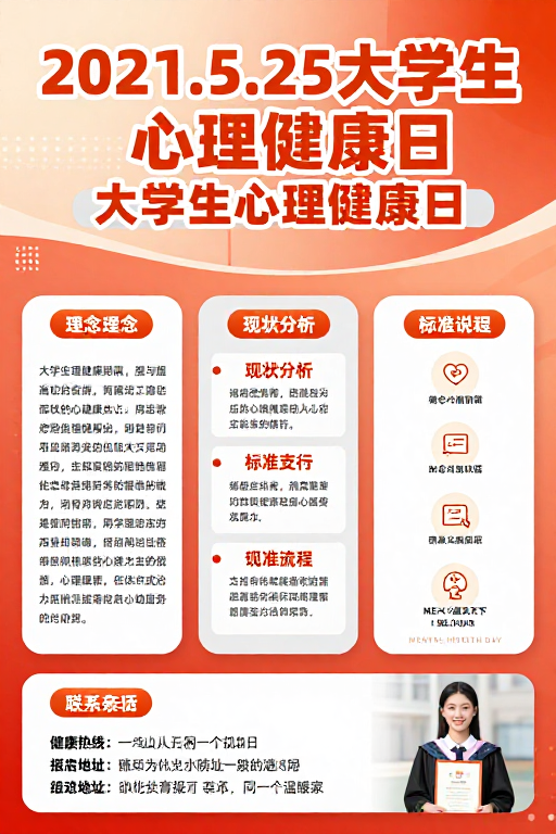 橙红暖风校园心理日:活力海报设计