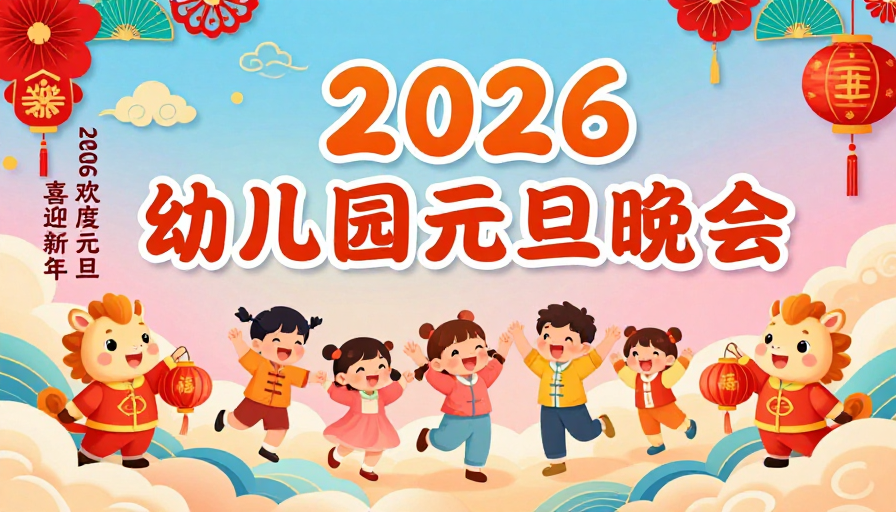 2026新年庆典:童趣中国风幼儿园海报