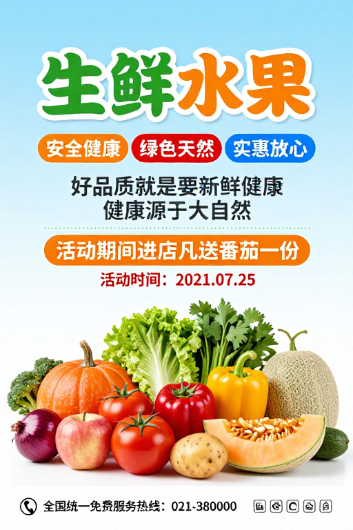 清新活力生鲜水果促销海报