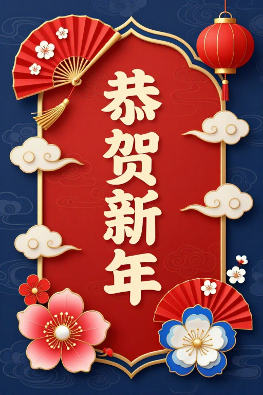 新春吉祥海报：中式美学与红色传统艺术融合
