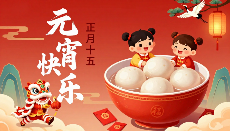 元宵佳节喜庆中国风插画海报