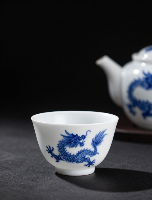 青花瓷磨砂茶具:传统龙凤纹饰,高端礼赠之选
