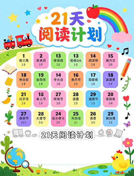 童趣21天阅读计划插画海报