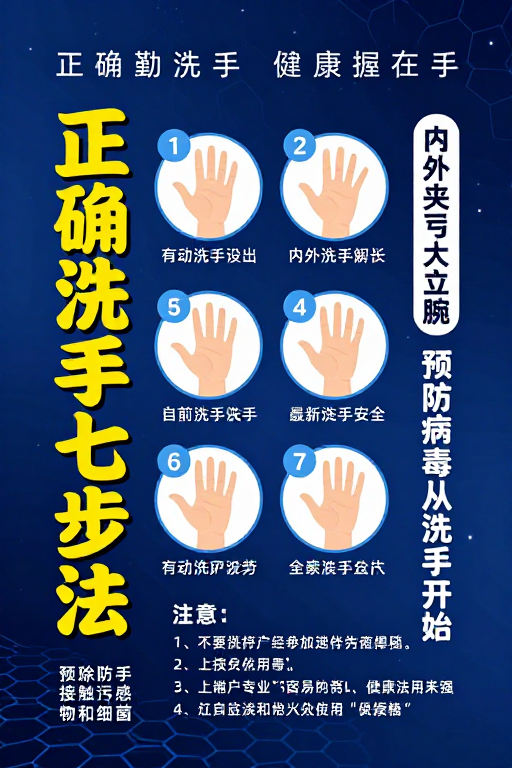 正确洗手七步法:现代科技风健康守护指南