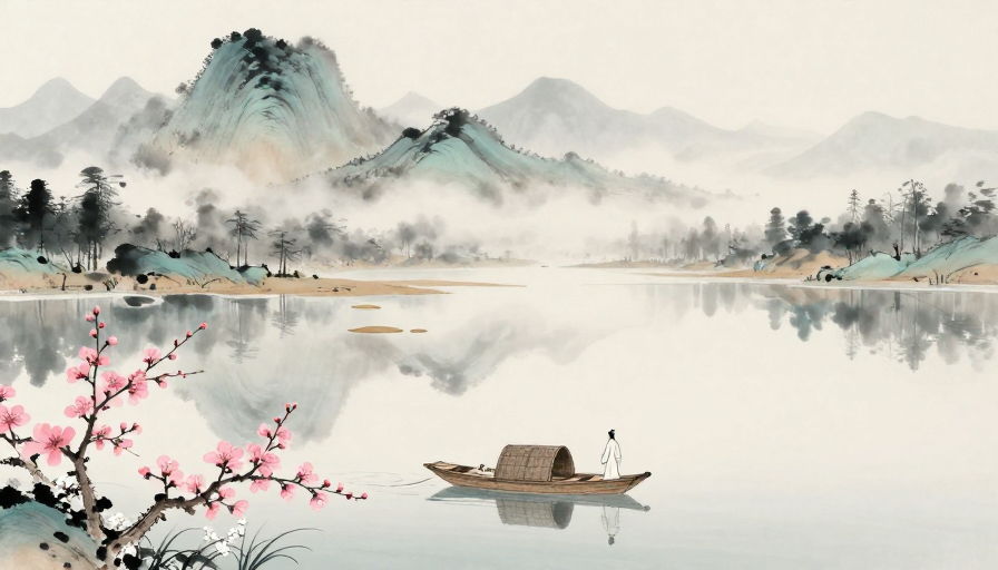 水墨山水意境留白