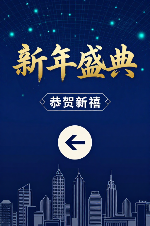 科技风新年盛典:未来数字氛围恭贺新禧