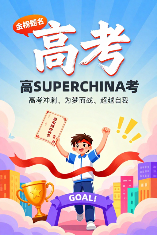 高考冲刺励志插画:金榜题名与少年梦想