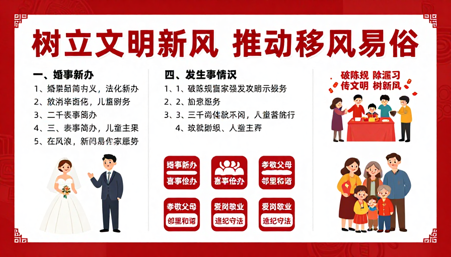 文明新风引领 移风易俗公益海报设计