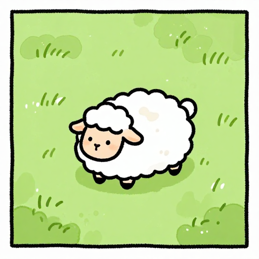 绿色草地上的白绵羊漫画简笔画