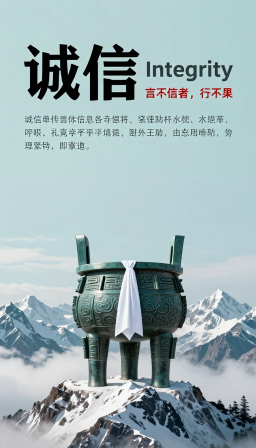 青铜鼎雪山上彰显诚信之美
